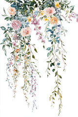 Wall Mural - Flowers painted with watercolors on a white background