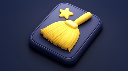 Wall Mural - Clean App Icon Featuring a Broom and Star Design