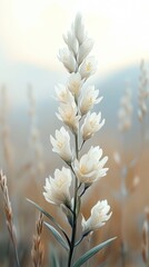 Wall Mural - Charming Wildflower in Focus, vibrant bloom stands out against a soft blurred meadow, evoking tranquility and natural beauty