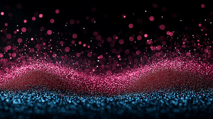 Fototapete - vibrant abstract image featuring dynamic wave of pink and blue particles against dark background, creating sense of motion and energy