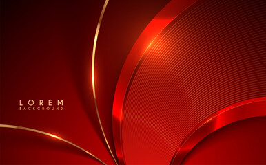 Wall Mural - red and gold lines background