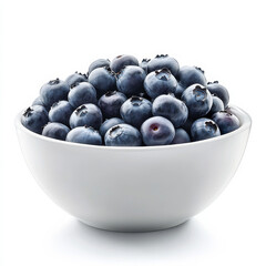 Wall Mural - A bowl of fresh blueberries, isolated on a white background, showcasing their rich color and health benefits