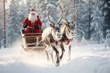 Wall Mural - Santa Claus snow christmas outdoors.