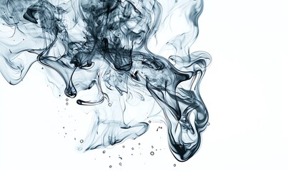 Poster - Abstract swirling smoke on a white background, creating an elegant and artistic visual effect. Perfect for backgrounds or artistic projects.