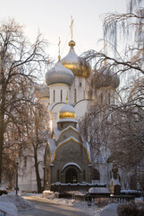 Sticker - Novodevichy Monastery. Cathedral in honor of the Smolensk Icon of the Mother of God. Moscow, Russia