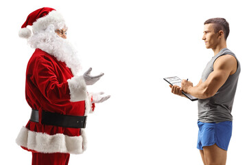 Sticker - Santa claus talking to a sports coach