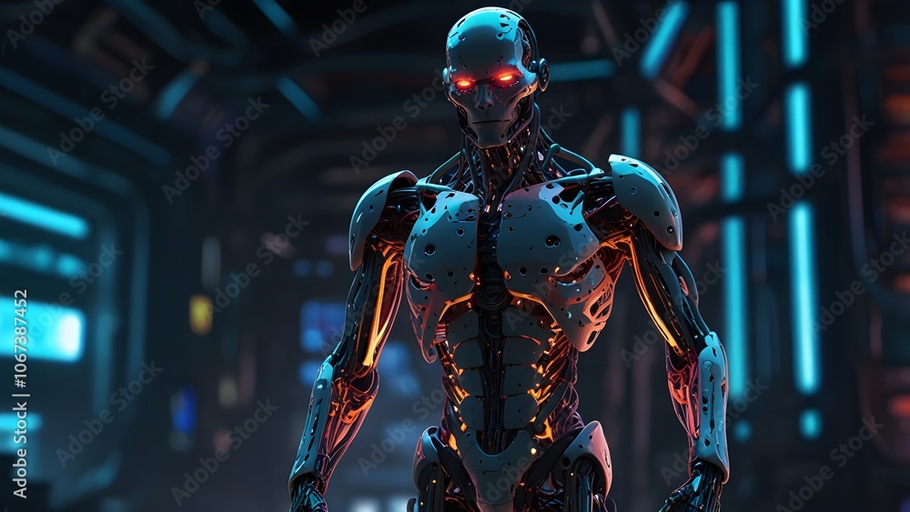 Future Hero ai  Robots, background Created with Generative AI technology.