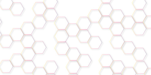 Leinwandbilder - Modern simple style seamless pattern with hexagonal graphic design. Geometric art deco texture mosaic white background. abstract molecular structures in technology, wallpaper background, vector.	