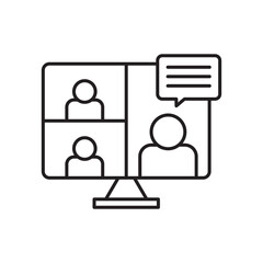 Online meeting icon simple black line style.