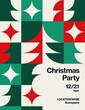 © jozefmicic - Christmas party poster vector template layout. Seasonal festive event flyer with pattern or patchwork illustration.