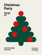 © jozefmicic - Christmas party poster vector template layout. Seasonal festive event flyer with abstract xmas tree illustration.