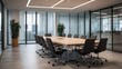 © Robiul - a modern office meeting room with a table and chairs