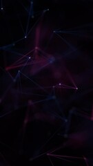 Wall Mural - vertical plexus tech background with glowing neon colored connecting lines and nodes. digital data n