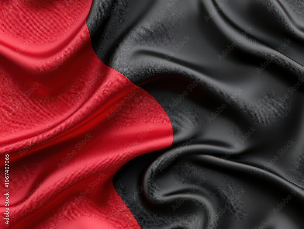 abstract 3d wave background with black and red gradient silk fabric ...