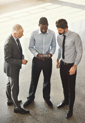 Wall Mural - above, business people and group with tablet, teamwork and connection with website information. empl