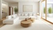 © Agus - Modern White Living Room with Wooden Accents and Patio View
