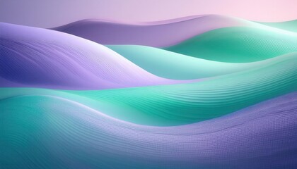 Poster - Abstract Pastel Waves. Flowing Lines of Serene Gradient Texture in Soft Green and Lavender, Perfect for Calm Digital Backgrounds, Minimalist Design, and Relaxing Visuals