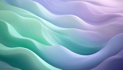 Poster - Abstract Pastel Waves. Flowing Lines of Serene Gradient Texture in Soft Green and Lavender, Perfect for Calm Digital Backgrounds, Minimalist Design, and Relaxing Visuals
