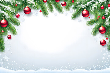 Poster - christmas border frame on white snow background with copy space