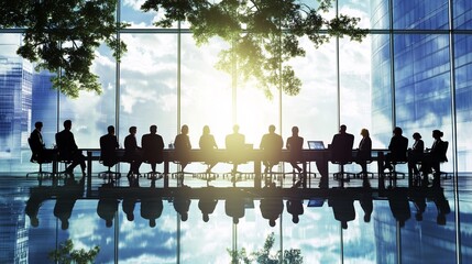 Aufkleber - Business people meeting in a modern office with a view