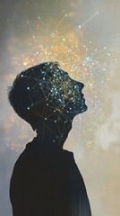 Poster - Man absorbing knowledge and information through neural network connections