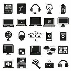 internet computer icon set. containing online, computer, network, website, server, web design, hardw