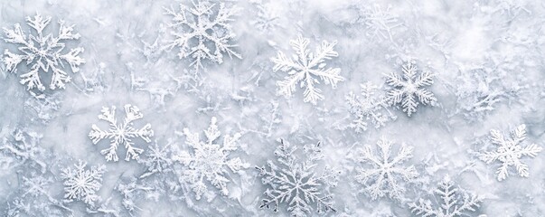Aufkleber - Snowflakes creating beautiful christmas winter background with frozen ice crystals