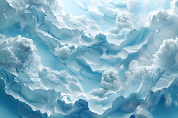 Poster - Ethereal Blue Sky with Layered Clouds in a Dreamlike Formation