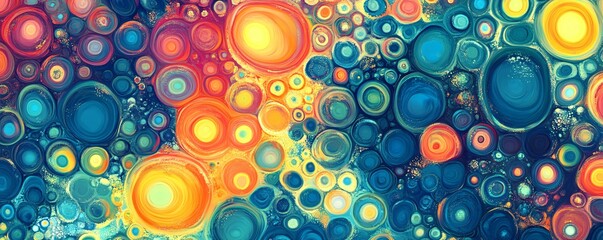 Poster - Colorful concentric circles creating vibrant abstract pattern