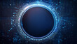 © photostockatinat - Futuristic Digital Interface: A sleek, circular interface with glowing blue lights against a dark, digital background.  This abstract design evokes a sense of innovation and technological advancement.