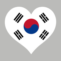 Wall Mural - South Korea flag heart