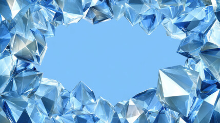 Polished blue crystal frame on light blue background, giving a fresh, sophisticated look for elegant projects.