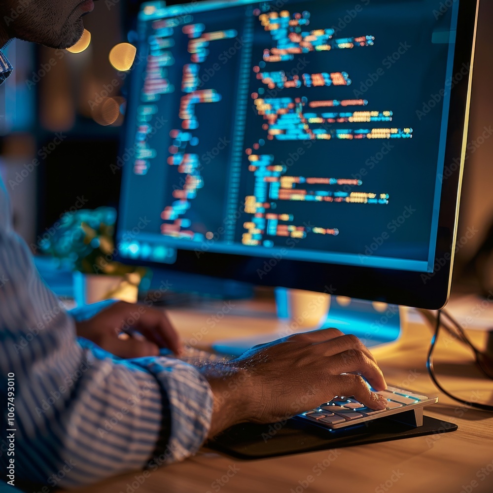 Programmer working On Computer In IT Office Typing Data Coding in ...