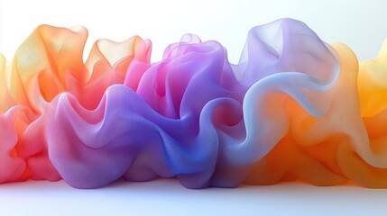 Wall Mural - whimsical rainbowcolored smoke waves curl and twist against a pristine white background creating an 