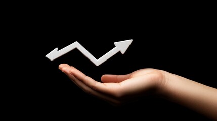 Hand growth arrow symbol business up background of success graph financial profit stock diagram or growing economy investment income target and goal increase achievement on development strategy chart