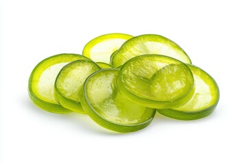 Wall Mural - Zucchini slices on a white background