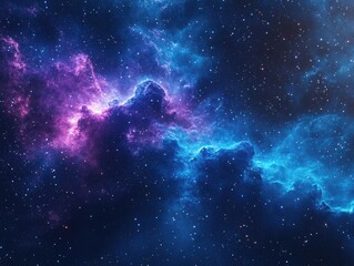 Canvas Print - blue purple nebula with stars