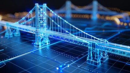 Wall Mural - vision of architecture of a 3d model bridge project