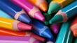 ©  Jovaduplex - A detailed close-up shot of assorted colored pencils featuring sharp and vibrant tips, representing artistry, precision, and the beauty of colorful expressions.