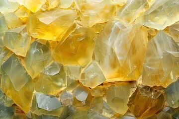 Poster - Stunning Close-Up of Yellow and Clear Crystals Showcasing Natural Beauty