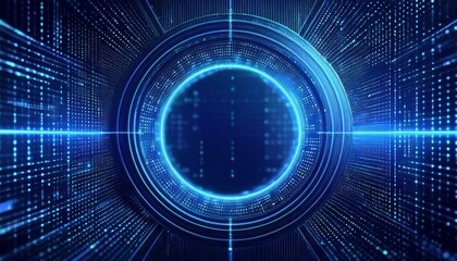 Digital Gateway: A mesmerizing abstract background with a glowing blue ring, symbolizing a digital portal or gateway. The design evokes a sense of mystery, innovation.
