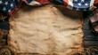 © Damerfie - Vintage Blank Scroll with American Flag Background