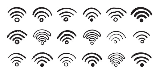 Canvas Print - Hand drawn wifi icon set. doodle wi fi sign collection. Drawing Wi-Fi