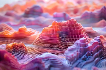 Poster - Vibrant 3D Terrain Visualization with Colorful Peaks and Valleys