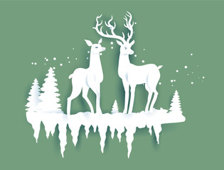 Wall Mural - Forest deer made of paper