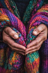 Poster - Hands with Knitted Scarf