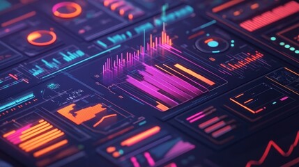 Stock tracking system flat design top view technology theme animation Split-complementary color scheme