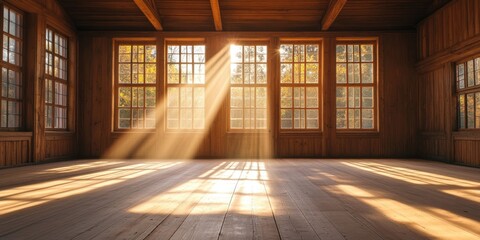 Sticker - Wooden Room with Sunlight