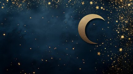 Wall Mural - Twinkling Golden Stars in Night Sky, Celestial Beauty Scene