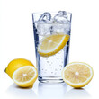 © Volodymyr - A glass of sparkling lemon water with ice, isolated on a white background, highlighting a refreshing beverage